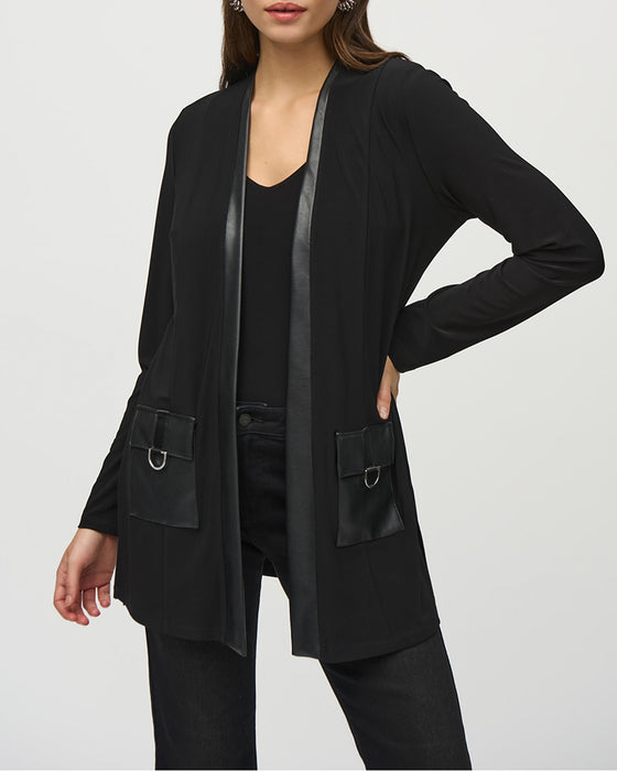 Fashion solid color patchwork pocket coat