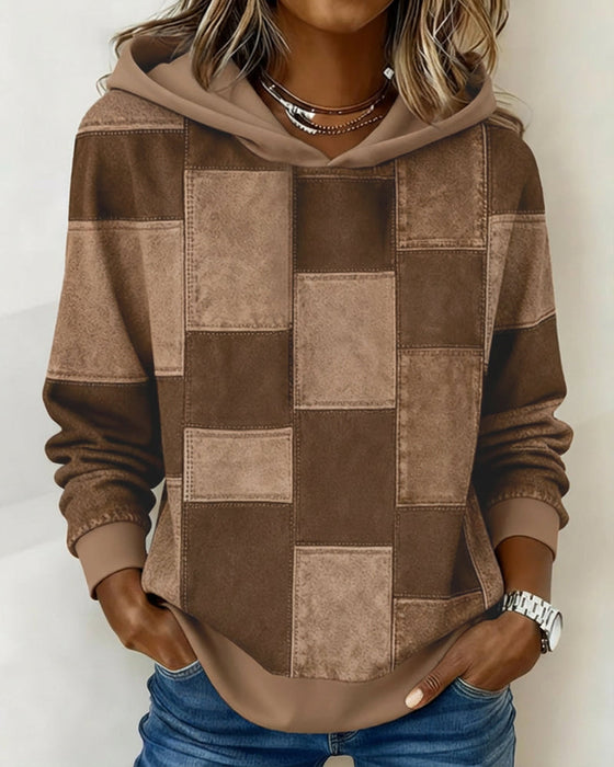 Stylish Plaid Long-Sleeved Hoodie