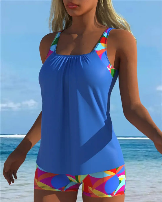 Strapless Printed Boxer Swimsuit