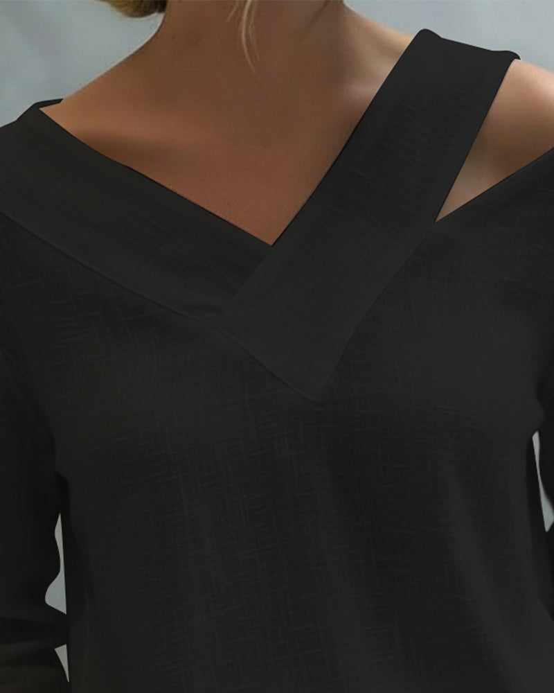 Stylish V-Neck Off-The-Shoulder Top