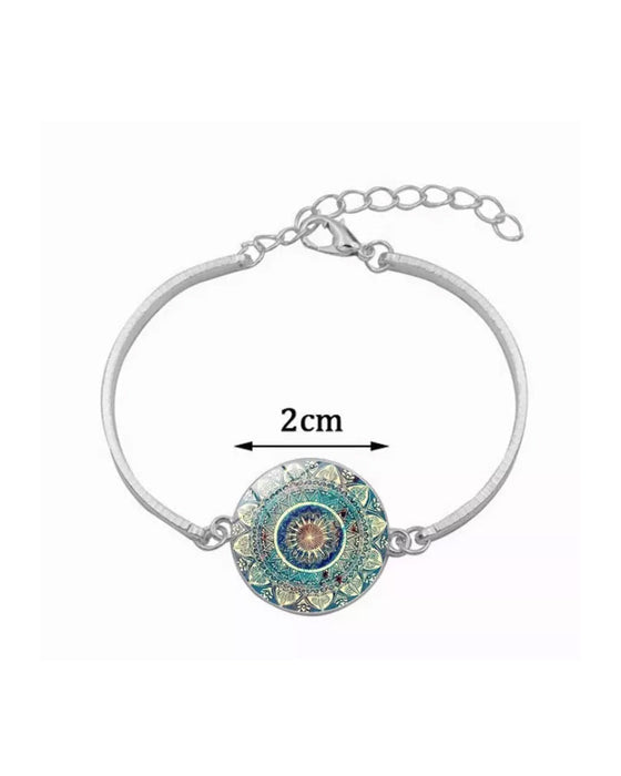 Mandala flower time gemstone necklace set