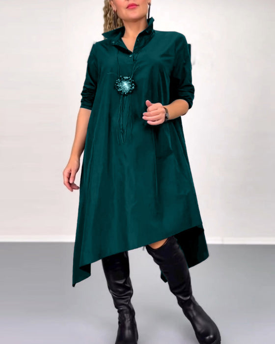 Solid color irregular casual dress