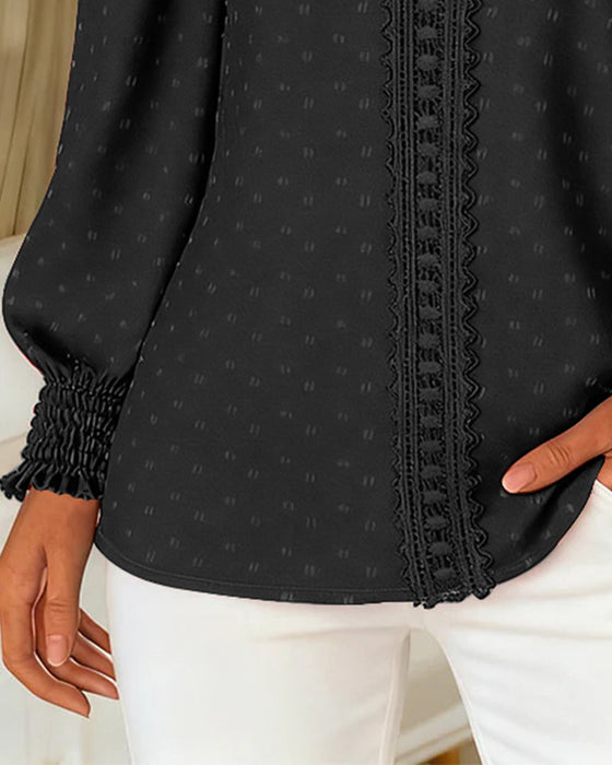Round Neck Puff Sleeve Blouses
