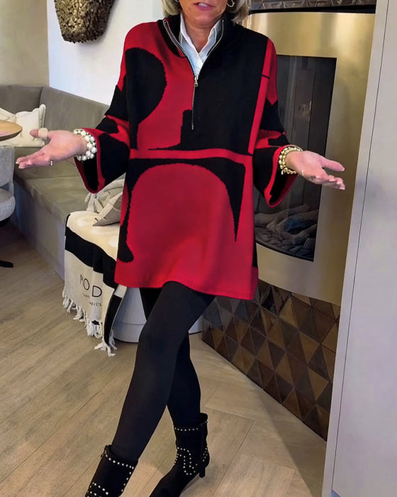 Half-Zip Stand Collar Fashionable Pullover