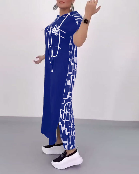 Half-Zip Loose Contrast Dress