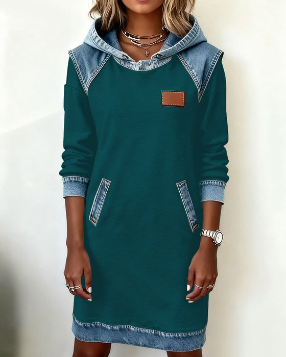 Hooded Paneled Contrast Dress