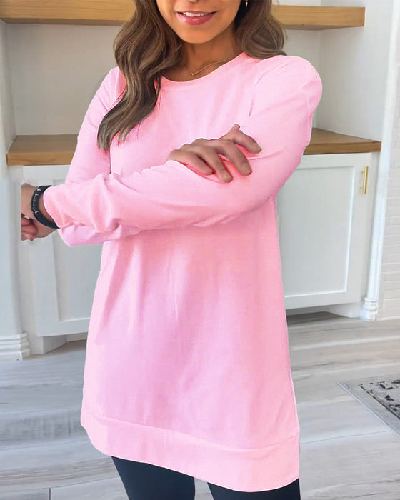 Solid Color Long Sleeve Top