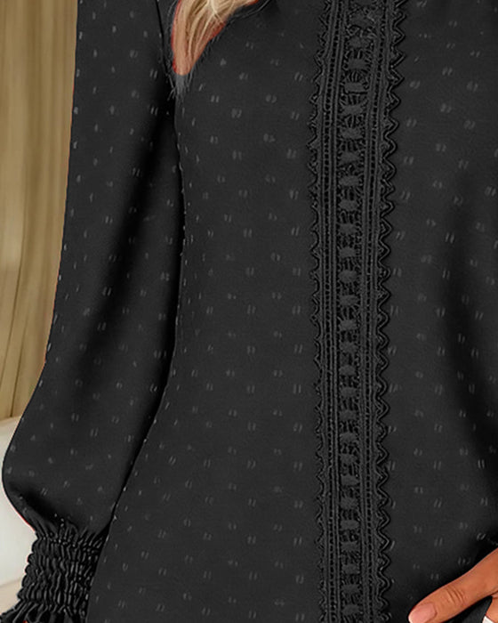 Round Neck Puff Sleeve Blouses