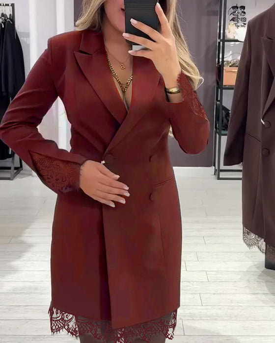 V-Neck Spliced Work Dress