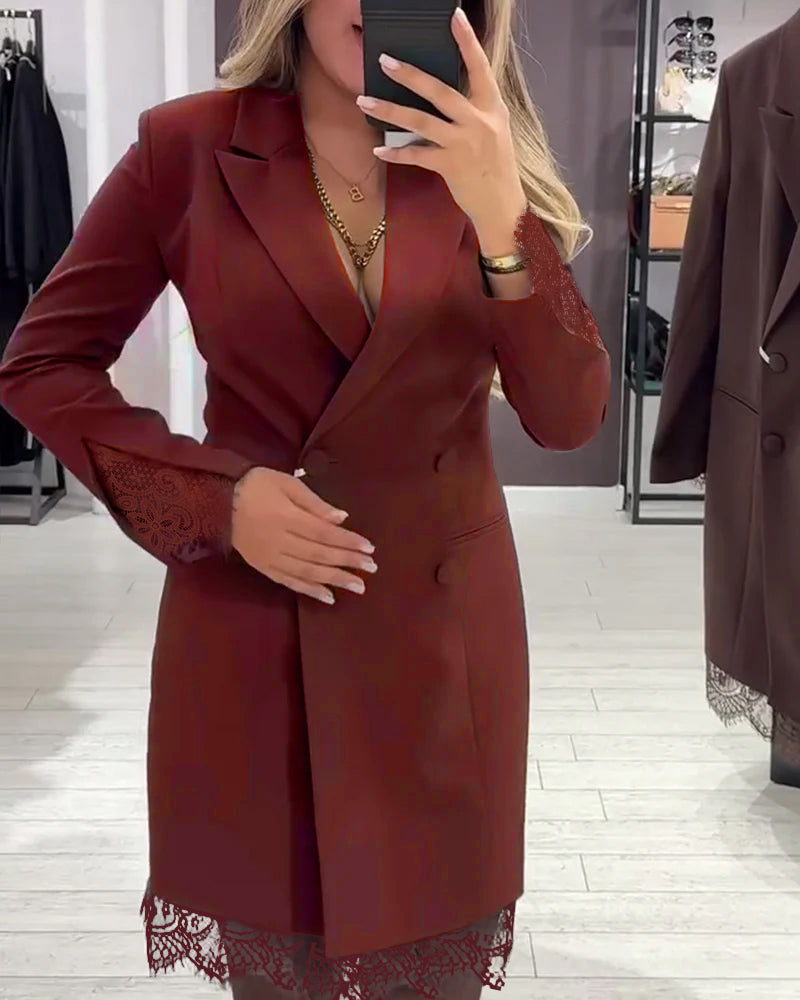 V-Neck Spliced Work Dress