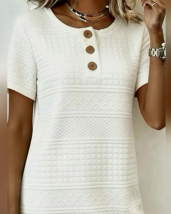 Three-Button Jacquard Straight Dress