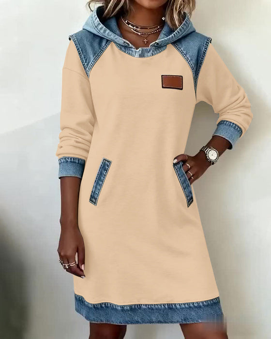 Hooded Paneled Contrast Dress