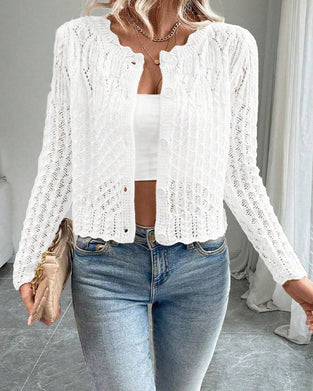 Casual Crewneck Button Knit Cardigan