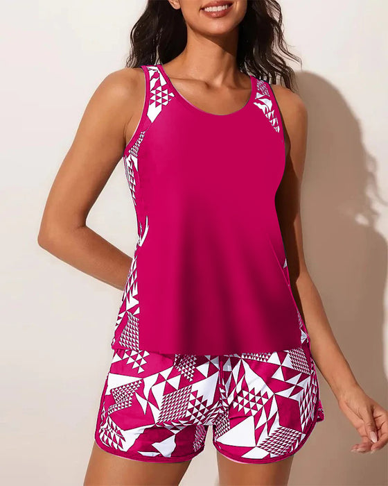 Tank-Top Geometric Print Two-Piece Swimsuit