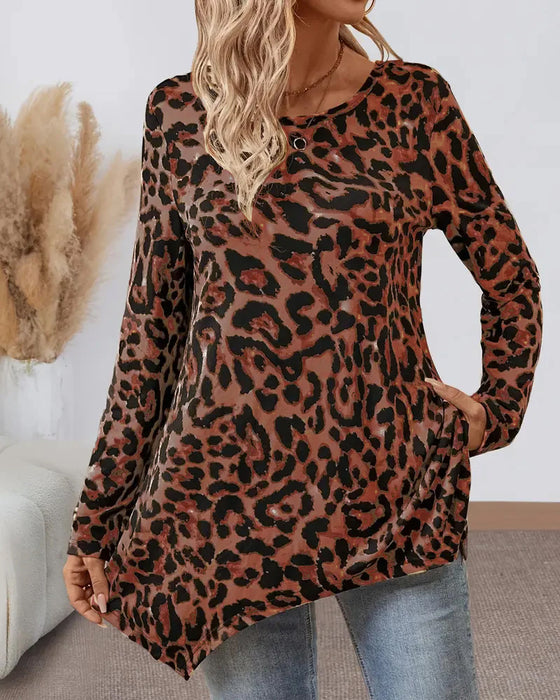 Leopard Print Casual Versatile T-shirt
