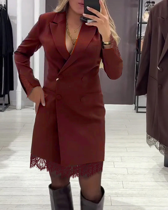 V-Neck Spliced Work Dress