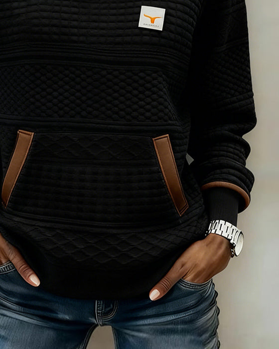 Crew Neck Color-Blocked Sweatshirt