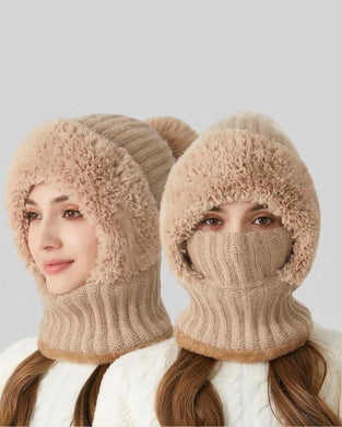 Women's Solid Color Pom Pom Decor Beanie Hat