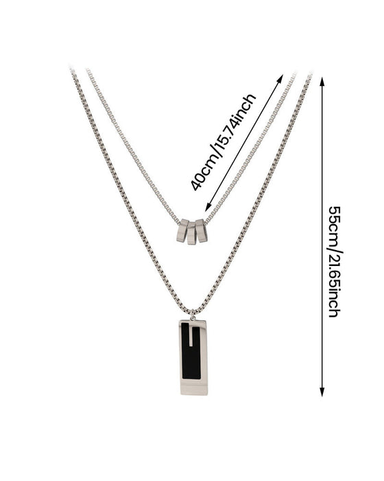 Double long necklace in titanium steel