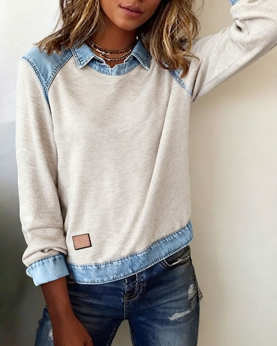 Fashionable Lapel Long-Sleeved Blouse