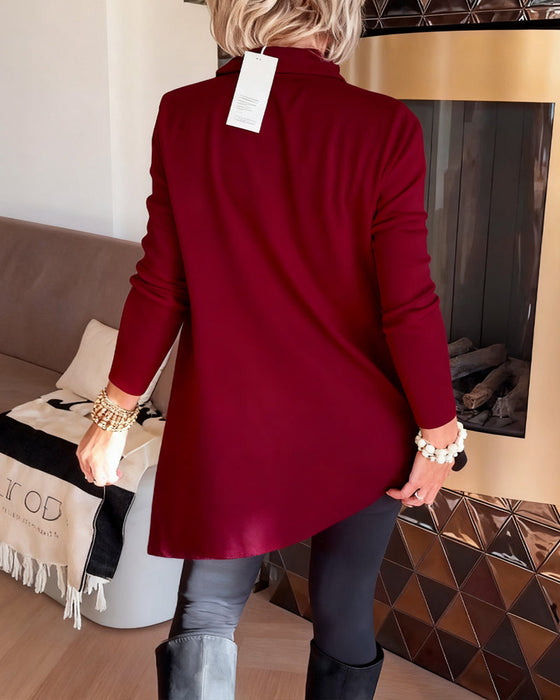 Irregular Lapel Long-Sleeved Top
