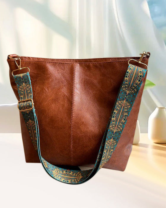 Vintage shoulder strap large capacity bucket bag
