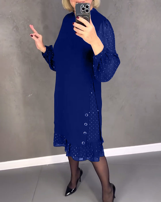 Long-sleeved polka dot dress