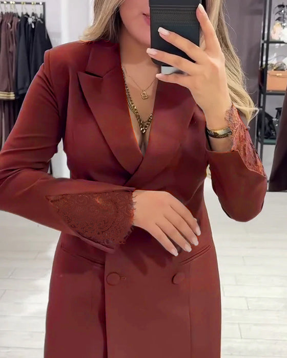 V-Neck Spliced Work Dress