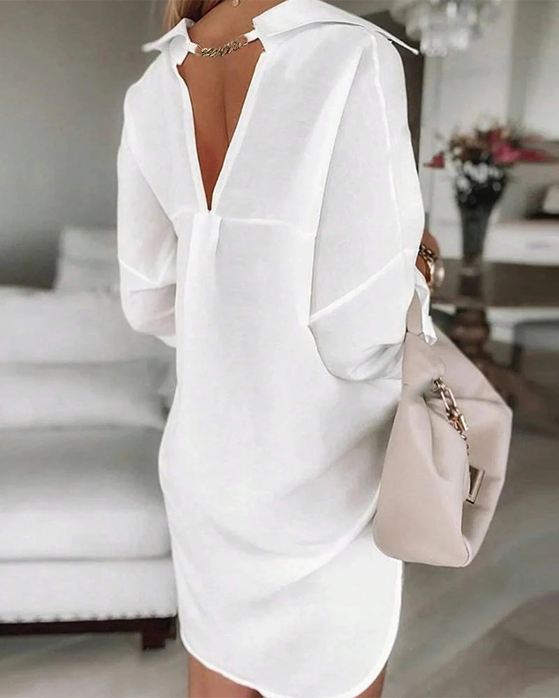 100% Cotton Hollow-Out V-Back Fashion Dress