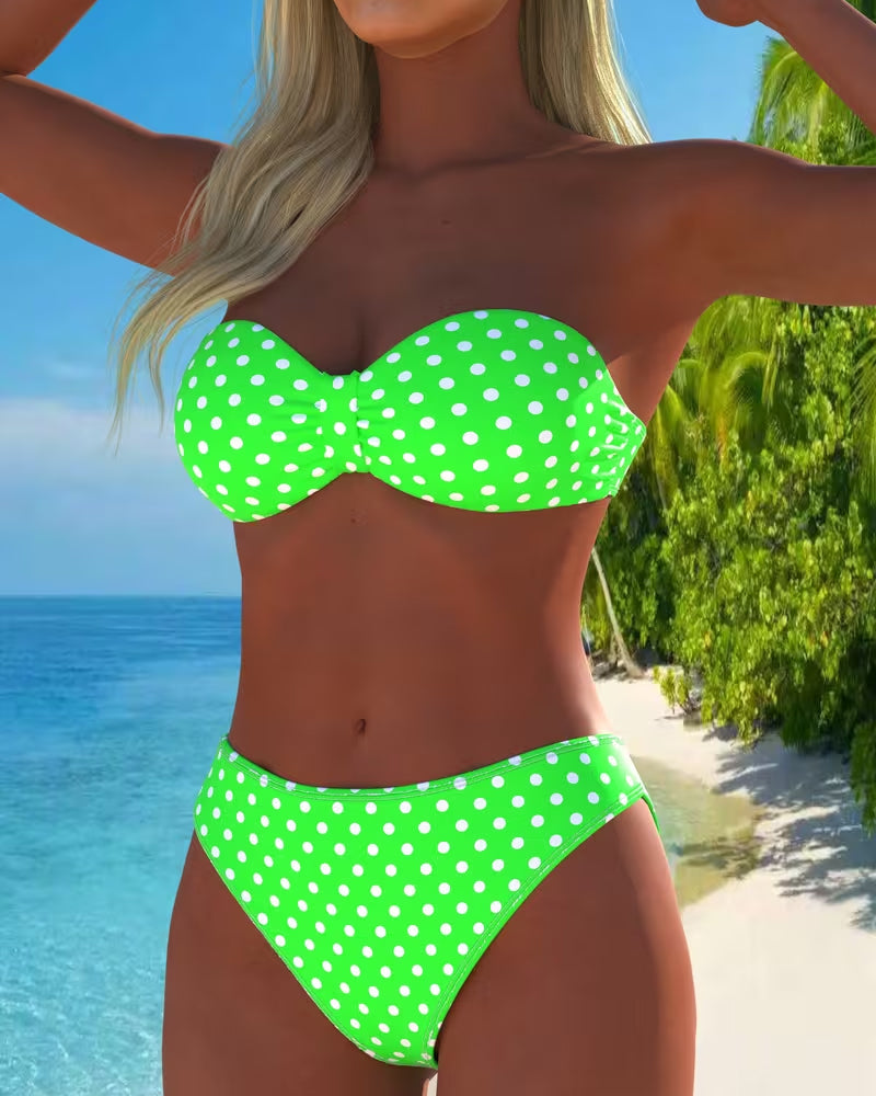 Bandeau Polka Dot Print Bikini