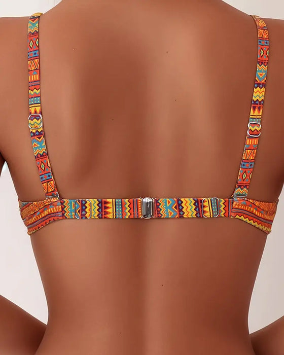 Two-Piece Bra Striped Print Swimsuit