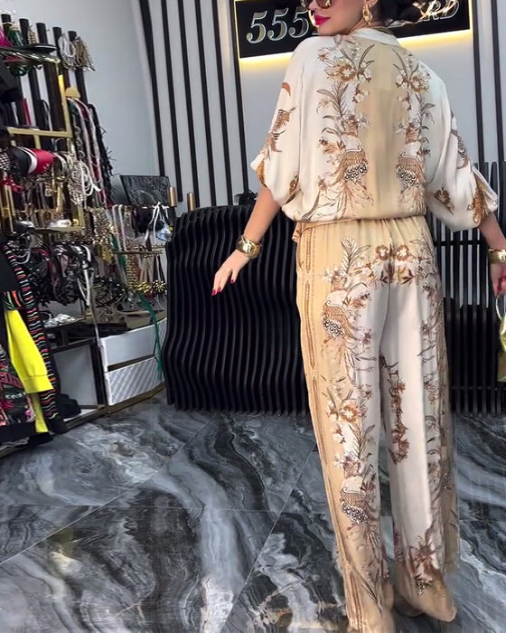 Temperament Stand Collar Zipper Wide Leg Suit