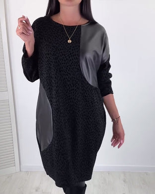 Round neck stitching elegant dress