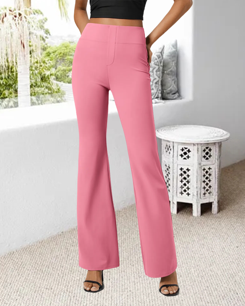 Tight Sports Solid Color Flared Pants