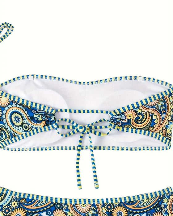 Two-Piece Ethnic-Style Printed Swimsuit