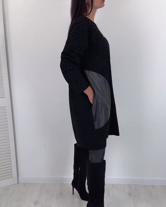 Round neck stitching elegant dress