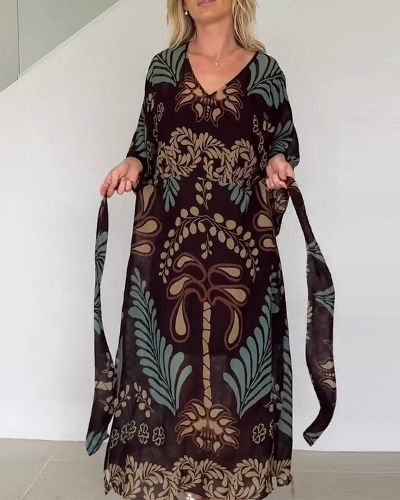 Bohemian V-Neck Loose Dress