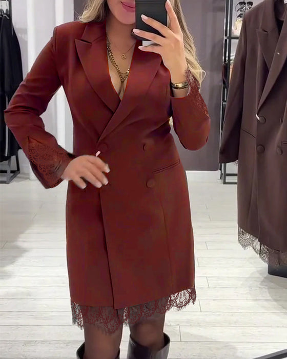 V-Neck Spliced Work Dress