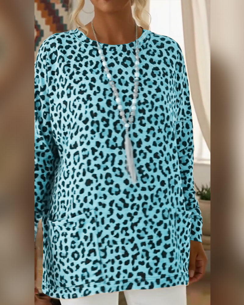 Leopard Print Round-Neck Top