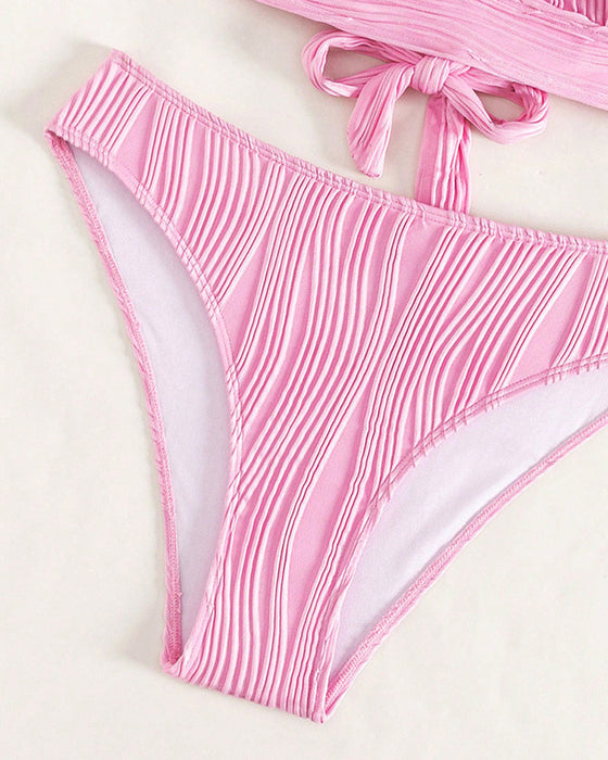 Solid color deep V sexy bikini