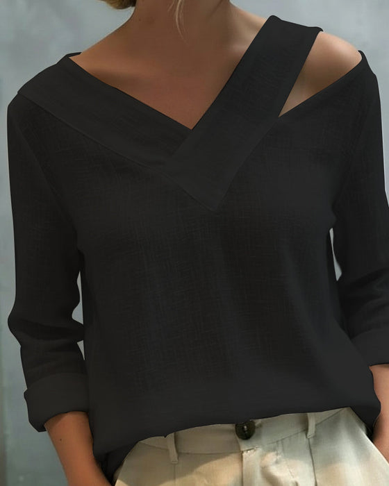 Stylish V-Neck Off-The-Shoulder Top
