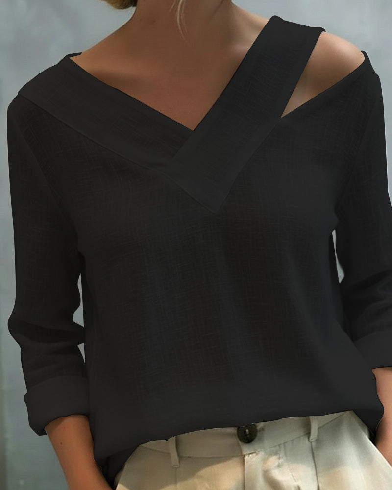 Stylish V-Neck Off-The-Shoulder Top