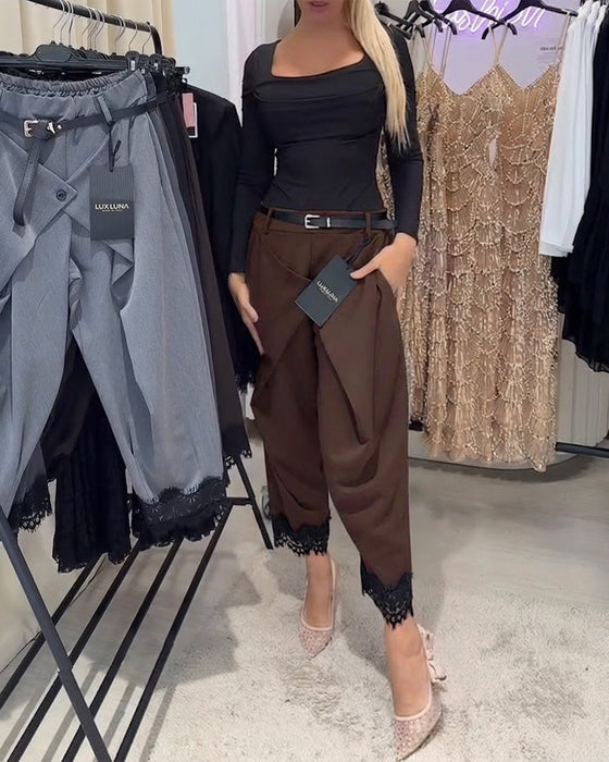 Fashionable Lace Stitching Harem Pants