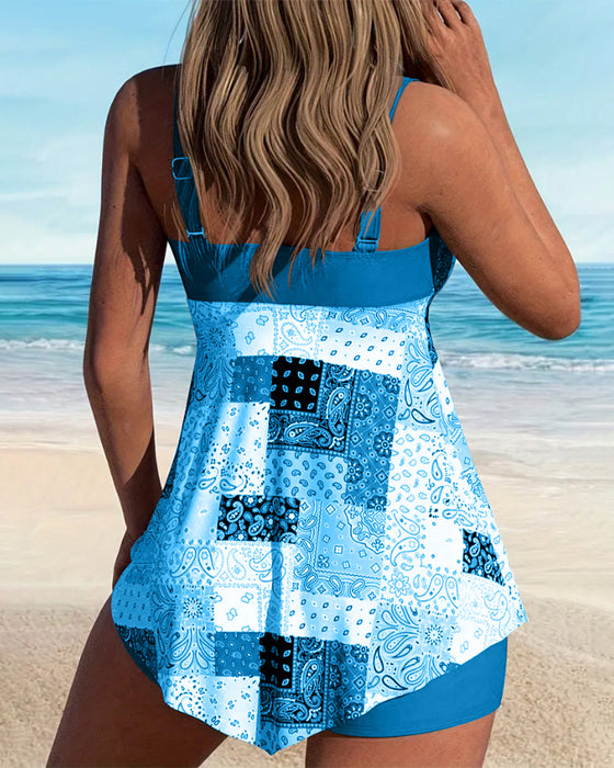 Two-Piece Printed Boxer Tankini