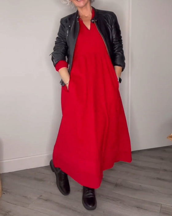V-neck Elegant Long Sleeve dress