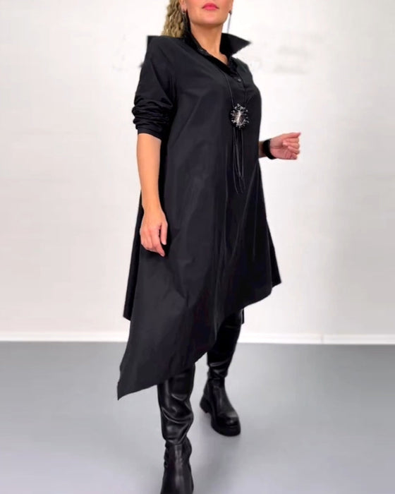 Solid color irregular casual dress