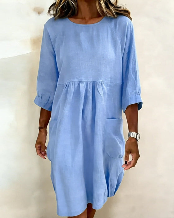 Three-Quarter Sleeve Loose Dress