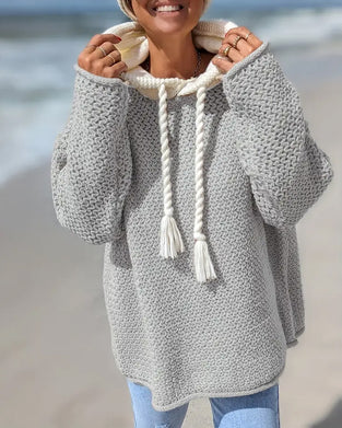 Youthful Hooded Color-Block Sweater