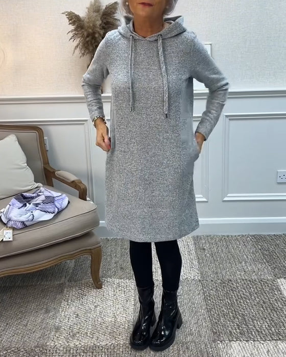 Solid color hooded simple dress