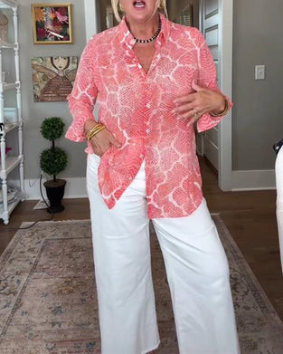 Buttoned Textured Blouse